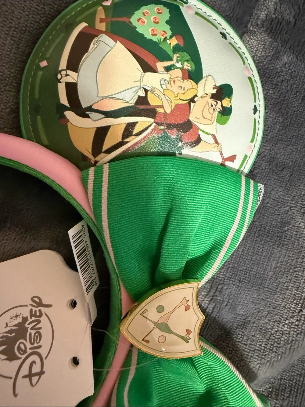 D23 Disney 75th anniversary Alice in Wonderland Green & Pink mickey Ear Headband
